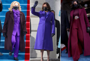 美国东部时间1月20日，在拜登的就职典礼上，有大量的女政客身着紫色衣服或者带有紫色元素的配饰。这些人包括新任副总统卡玛拉·哈里斯、前第一夫人米歇尔·奥巴马、前国务卿希拉里·克林顿以及民主党参议员伊丽莎白·沃伦。