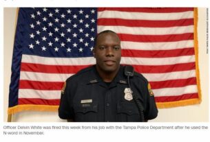 佛罗里达州的一名黑人警官本周被解雇，因为他的人体摄像头显示，他在一次私人电话和去年11月的逮捕行动中使用了n字母开头的单词。